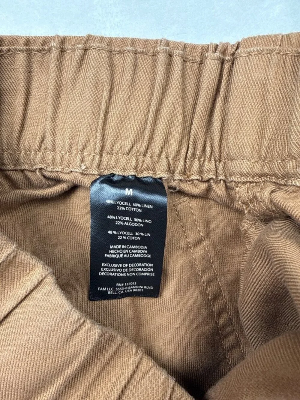 Banana Republic Womens Medium Brown Linen-Blend Elastic Waist Pants